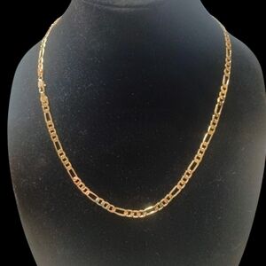 Unisex 18k Italian Gold Filled Layered Figaro Chain 5.5mm 22 Inch